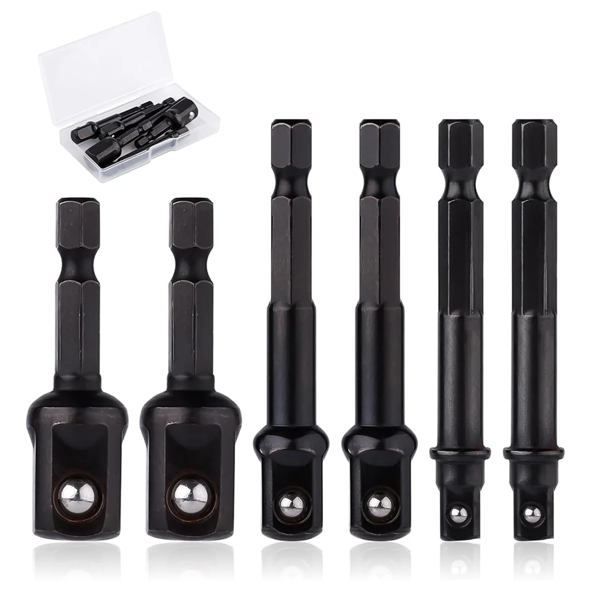 2025+ 6pcs Impact Socket Adapter Set,1/4,1/2,3/8 Inch Impact Driver Conversion Set Socket Driver Bits Drill Socket Adapter Kit