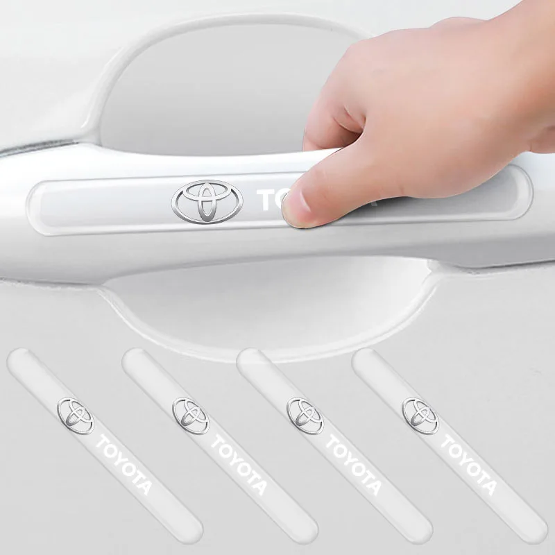 

4 шт., прозрачная наклейка на дверную ручку автомобиля, декоративная защитная пленка для Toyota Avalon Mirai Avensis Prado Hilux VVT-I 4WD Corolla