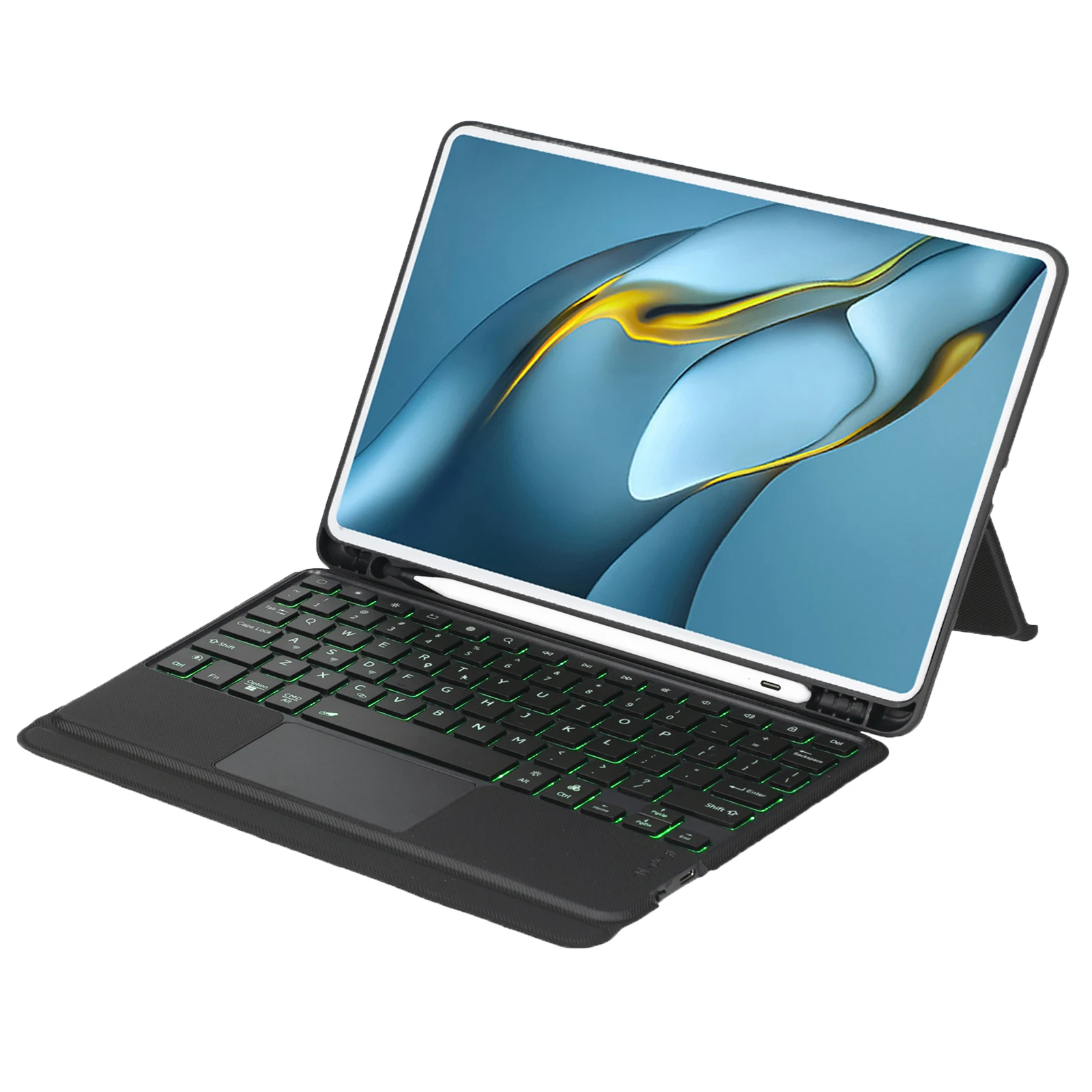 TH109-AS Etui na klawiaturę do Huawei MatePad Pro 10.8 (2021) / (2019) / MatePad Pro 10.8 5G (2019) Skórzana osłona stojaka + podświetlenie do