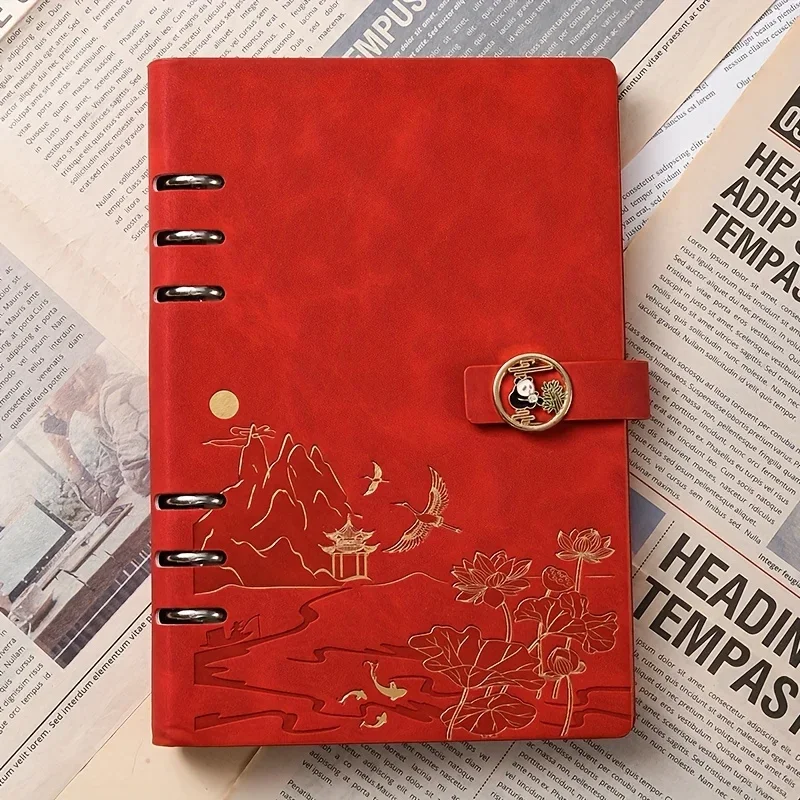 Faux‑Leather Chinese‑Style Loose‑Leaf Notebook, Daolin Paper Notepad for Meeting Use