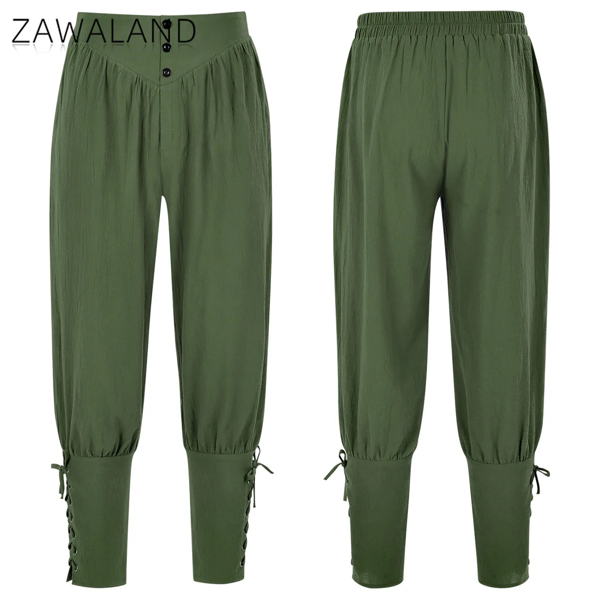 กางเกงขายาวแบบผูกเชือกสไตล์ยุคกลาง ชุดคอสเพลย์เรเนซองส์สำหรับผู้ใหญ่ สีพื้นเรียบง่าย กางเกงลำลองขายาว กางเกงแสดงละครโจรสลัด