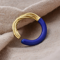 2023 New Arrival Elegant Blue Drop Glaze Double Color Female Finger Ring Jewelry For Women Christmas Gifts