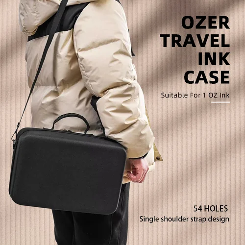 Imagen 2 del producto Estuche de viaje para tintas para dibujar tatuajes, 54 Uds., tinta de dibujo de 1 Oz, ayuda a sellar la tapa de la botella de tinta, espuma viscoelástica de PU para proteger