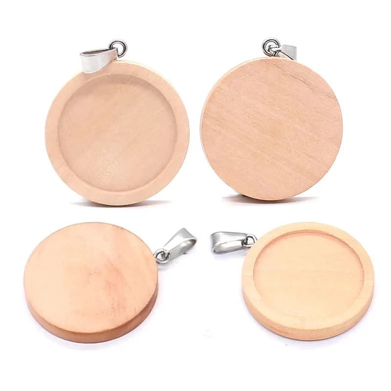 

10pcs 20/25/30/40mm Wood Cabochon Base Setting Cameo Charms Pendant Trays Bezel Blank DIY Pendants Jewelry Making Supplies