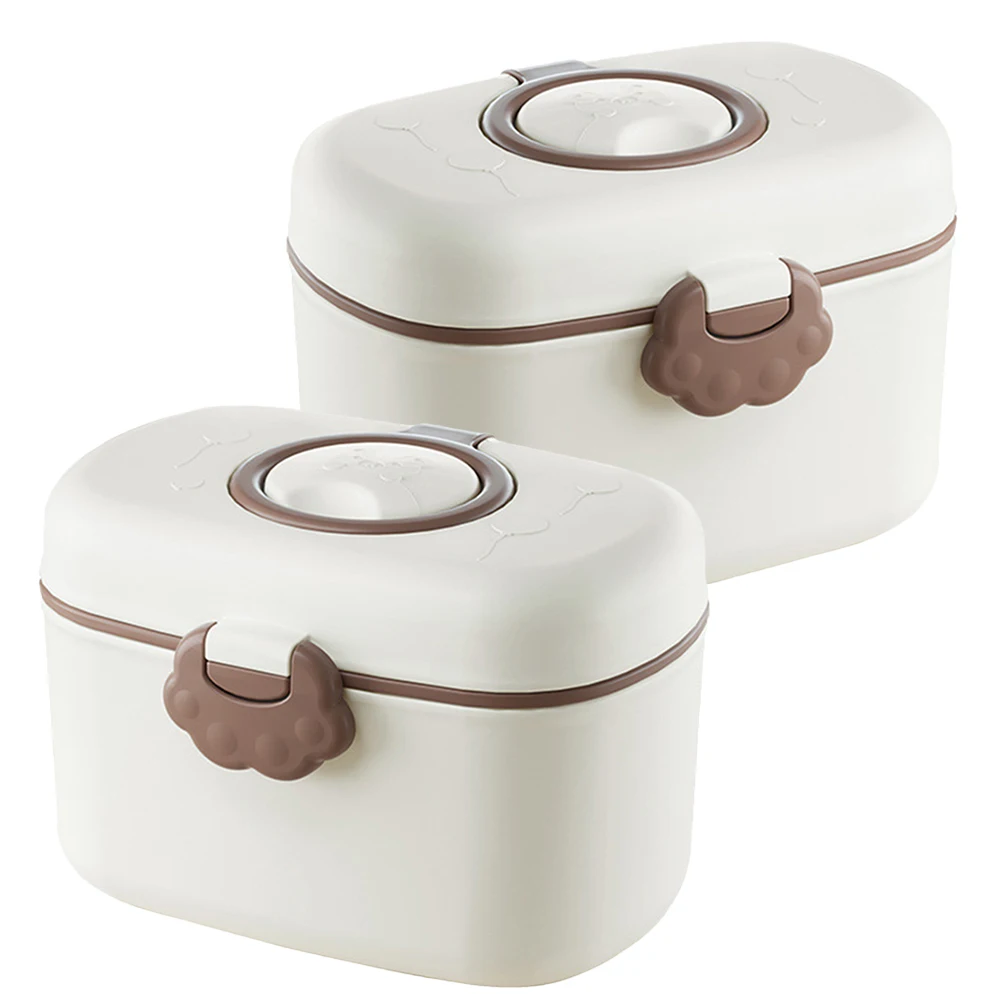

2 pcs Milk Powder White PP Portable Formula Container Dispenser Travel Baby Travel Formula Dispenser Food Storage Leak Proof