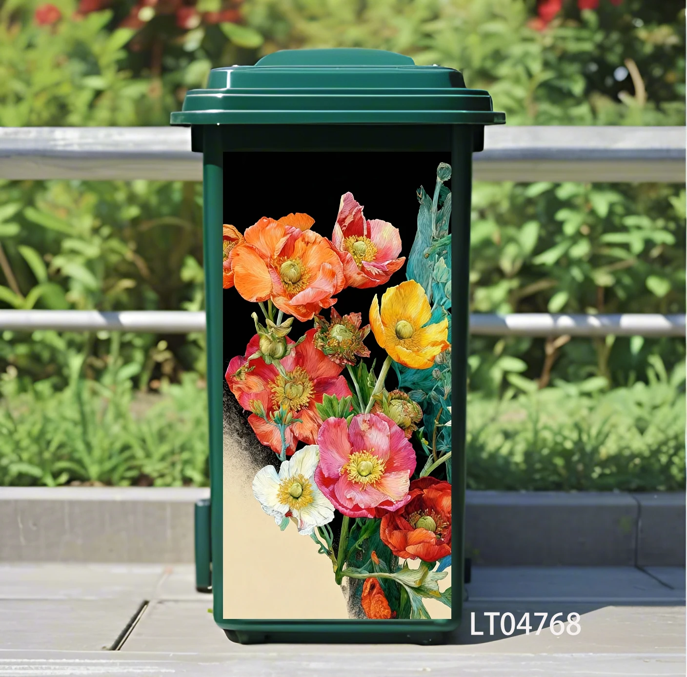 Colorful Cat Wheelie Bin Stickers Waterproof Self Adhesive Outdoor Trash Can Wrap for Outdoor Home Trash Can Art Decor