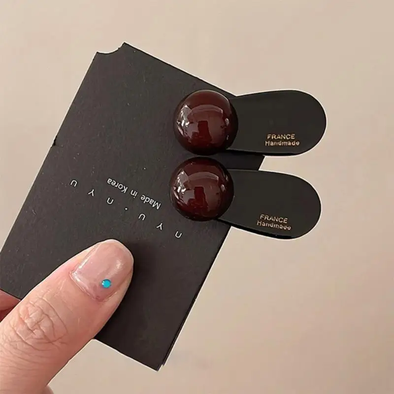 

Stylish Round Ball Hair Clip For Side And Lightweight Acetate Korean Design For Daily Use