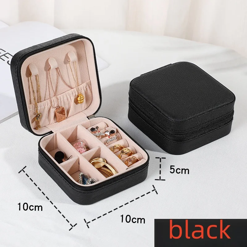 Mini Schmuckaufbewahrungsbox Tragbare Reise-Schmuckschatulle für Ohrringe und Halsketten Damen-Ringorganizer PU-Leder Präsentationsbox – Detail 10