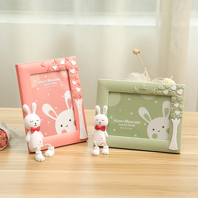 

7 Inch Cartoon Children's Picture Frame Cute Rabbit Plastic Relief Photo Album Photo Stand Children's Creative Table Cartoon
