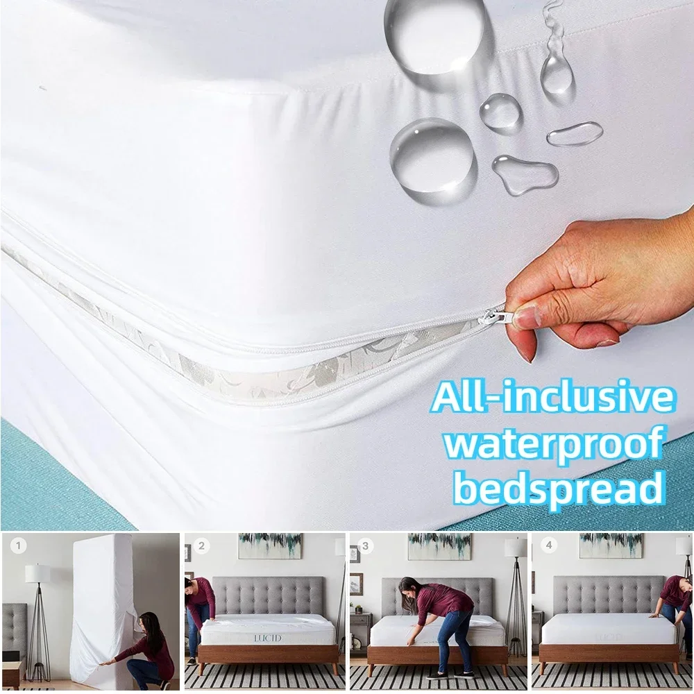 

All-inclusive Waterproof Bedspread Mattress Protector Moisture Wicking and Breathable Housse De Matelas Avec Fermeture Éclair