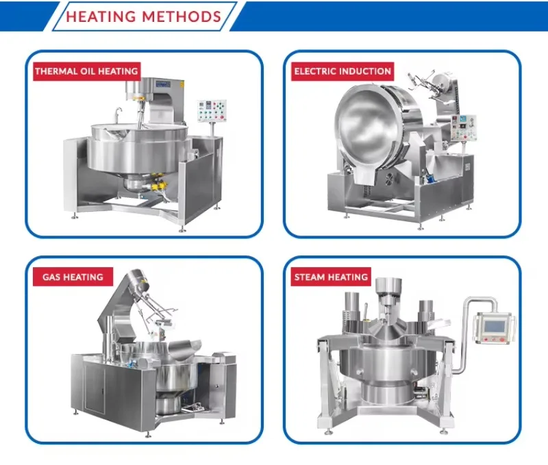 Customize Automatic Cooking Mixer Machine Large Size Cooking Pots Fruit Jam Sauce Making Steam Cooking Kettle with Mixer Price