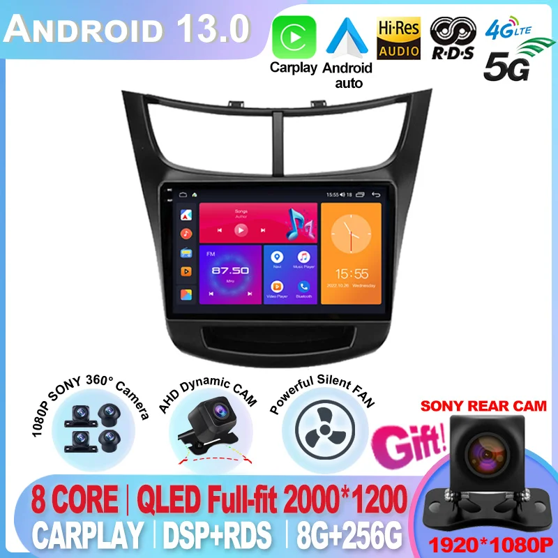 

For Chevrolet Sail aveo 2015 2016 2017 2018 2019 2020 2022 carplay Android 13 DSP 2 din 4G NET Car Radio Multimedia Video Player