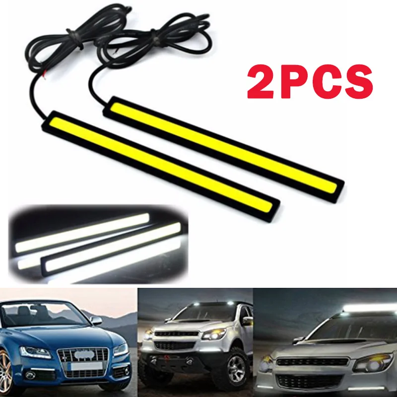 2 szt. 17cm Samochodowa Listwa LED COB Motocyklowa Listwa Świetlna Tylna DRL Światła Do Jazdy Dziennej Dekoracyjne Paski Reflektorów Białe 12V