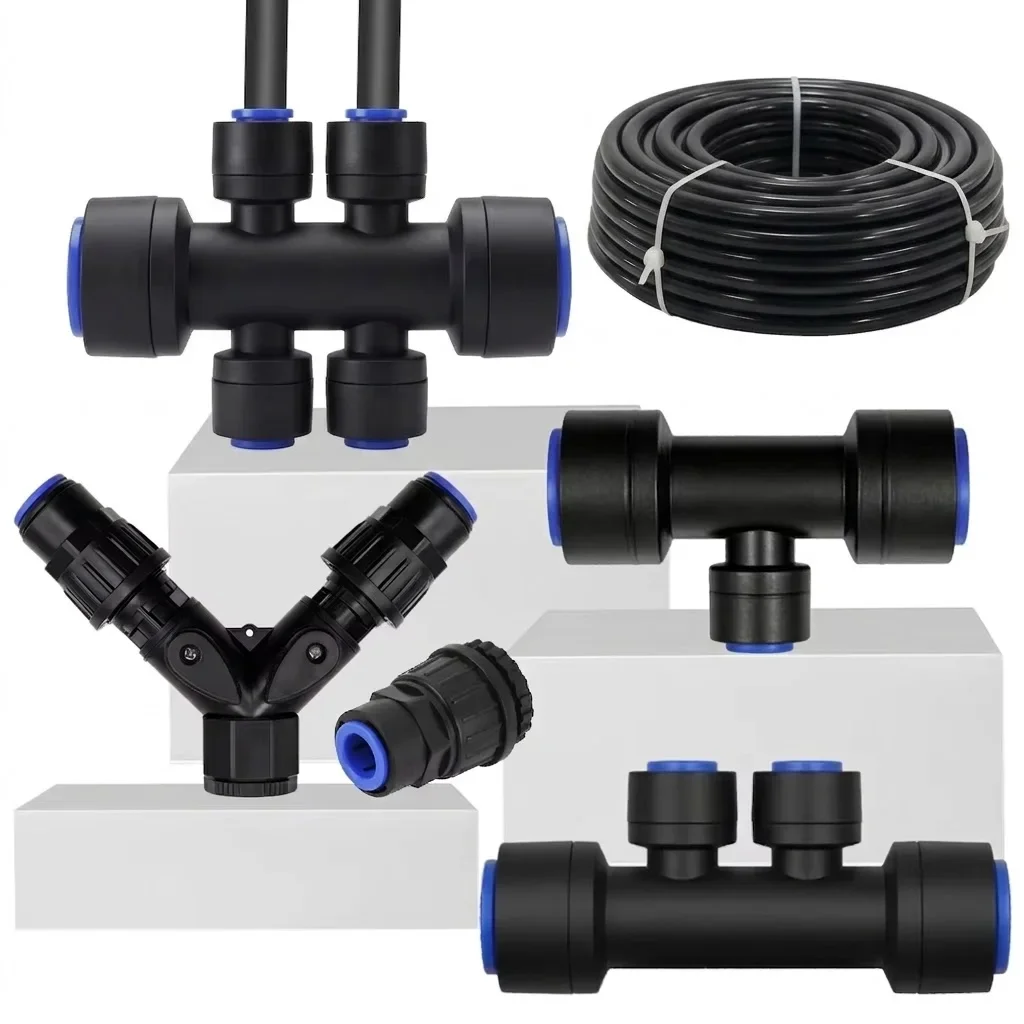12 to 6mm Quick Connector Joints Tee Taps 3/8 Inch OD 12mm PE Hose Irrigation Watering Fitting Ball Valve Adapter Drip System