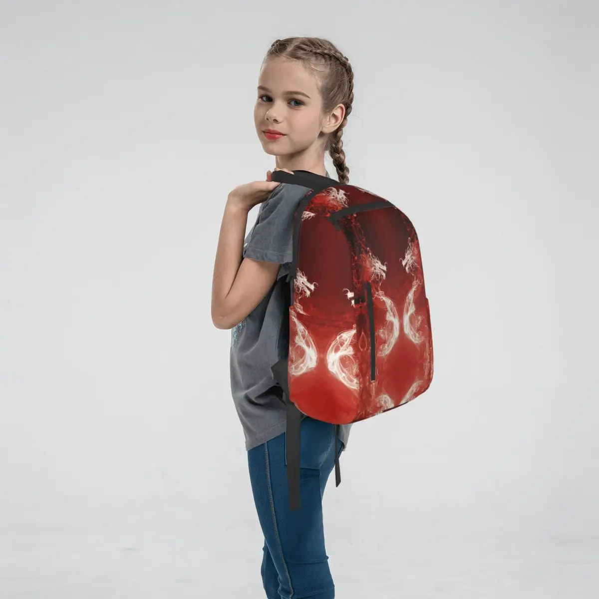 Red Fire Dragon Backpack Large Capacity Boys Girls BookBag School Bag Shoulder Bags for Men Women