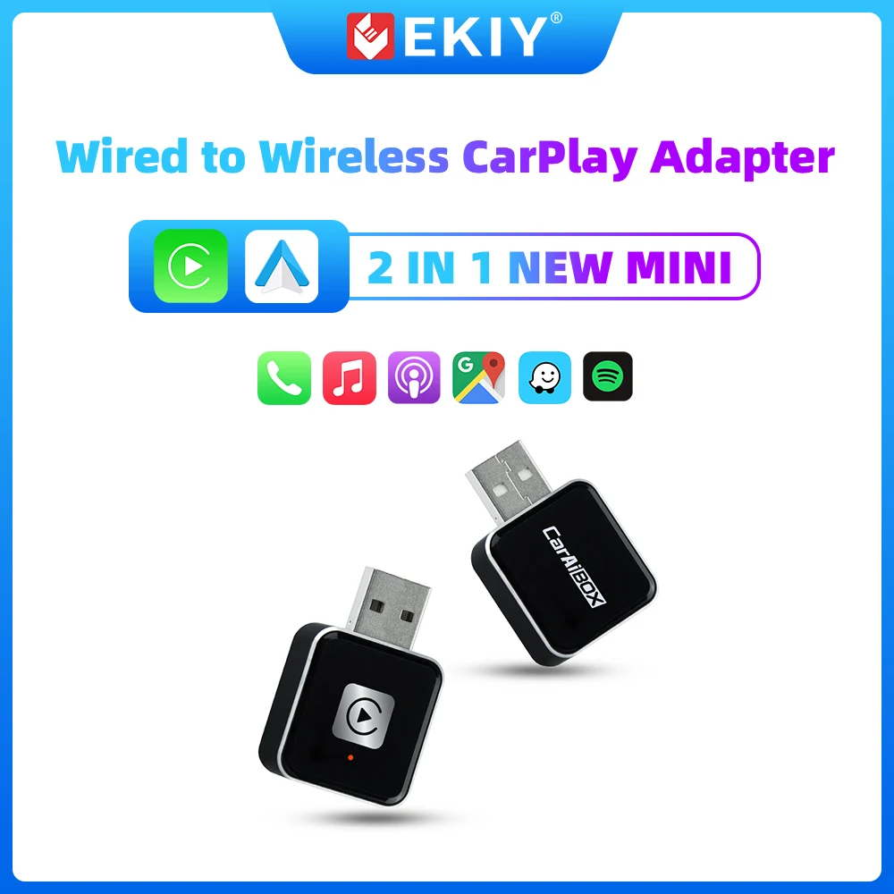 

EKIY CarPlay адаптер Android Auto Box Dongle, проводной к беспроводному Carplay, беспроводной 2 в 1, автомобильный смарт-адаптер, хит продаж