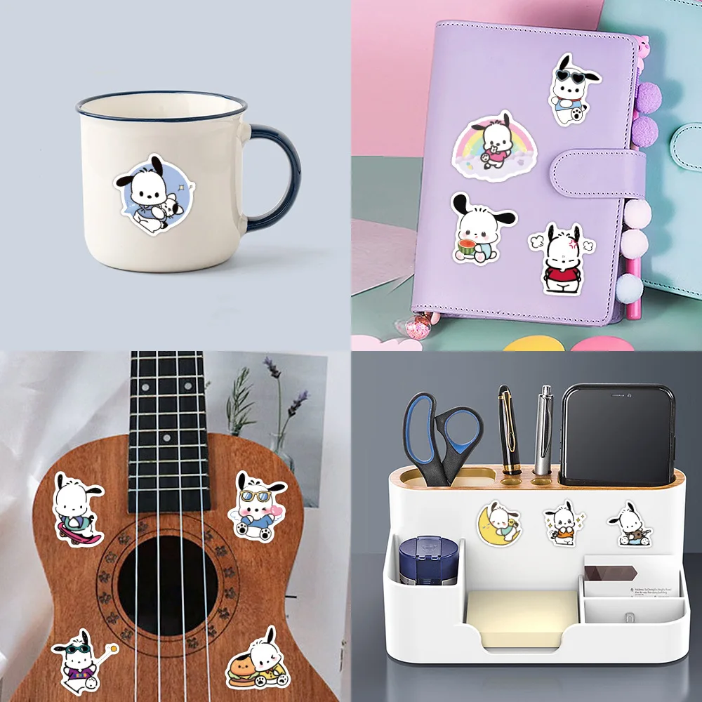 10/30/60PCS Cute Pacha dog Cartoon Stickers Sanrio Animation Graffiti DIY Ornament Stationery Laptop Guitar Skateboard Decals