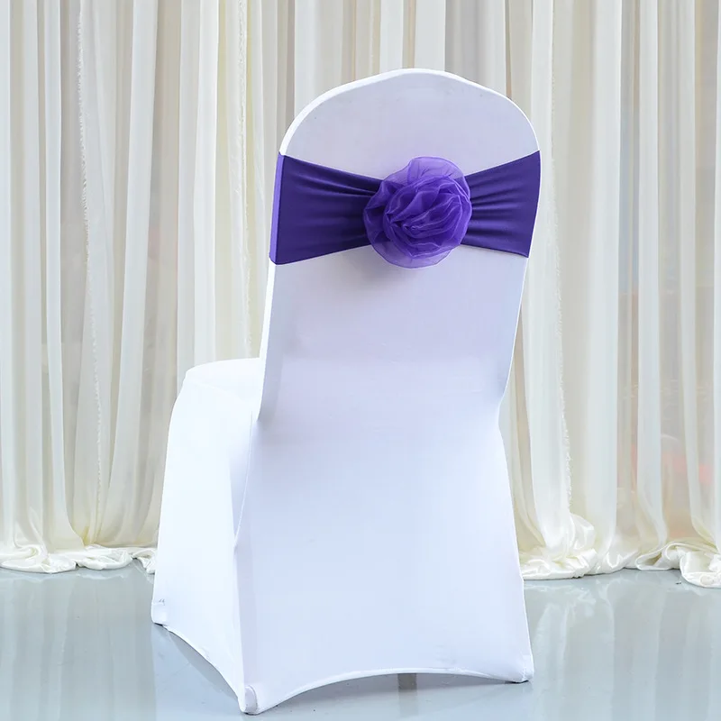 Hot Saling 1Piece Organza Chair Sash Flower Chair Cover Knot For Banquet Event Birthday Party Decoration Wedding Chair Bow