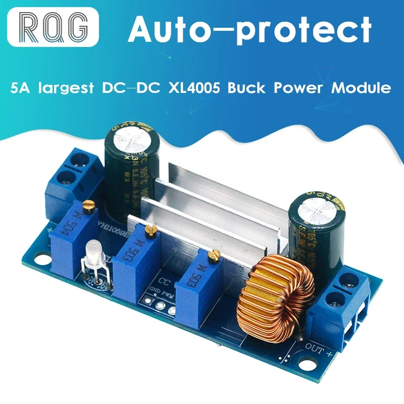 Automatic Protection! 5A Max DC-DC XL4005 Step Down Buck Power Supply Module Adjustable CC/CV Lithium Charge Board for Arduin0