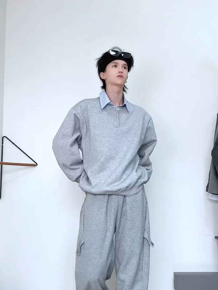 

Мужская толстовка с синими полосками, осенне-зимняя, утепленная, в корейском стиле, с длинными рукавами, для ношения под одеждой, повседневная, свободного кроя