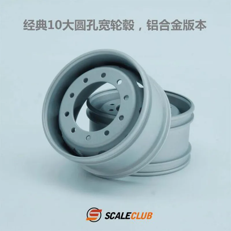 Scaleclub 1/14 Drag Head Mud Upgrade Stainless Steel Wheel 10 Round Holes For Tamiya Lesu Rc Truck Aluminum alloy version