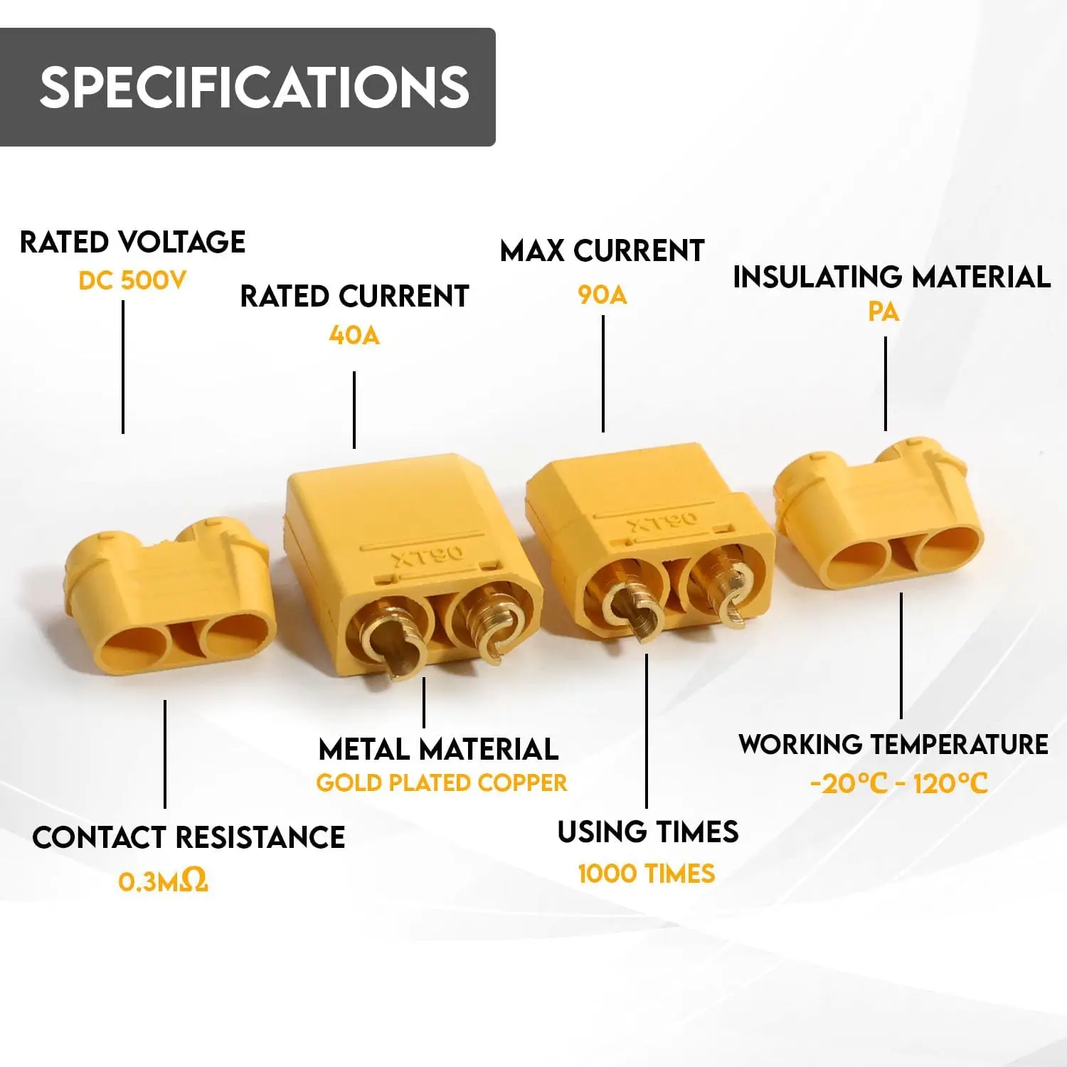 5Pairs XT90 Connector, XT-90 Male Female Bullet Connectors, XT90 Battery Connector for RC Lipo Battery Motor, ESC image 3