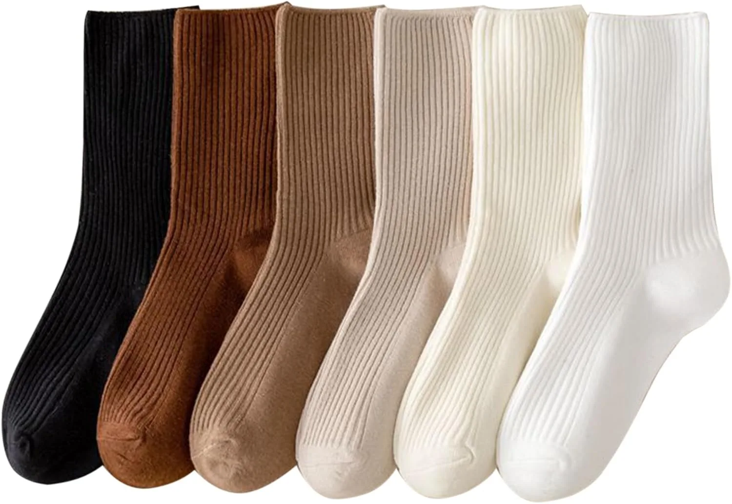 Women's Cute Crew Socks Casual Athletic Socks Aesthetic Socks Neutral Cotton Socks 6 Pack