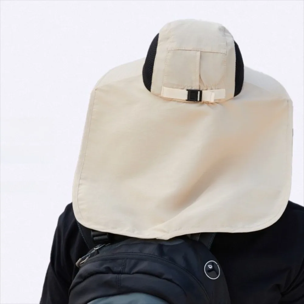 New Breathable Solar Fan Cap Adjustable Cooling Wide-Brimmed Hat Shawl Attached Lightweight Outdoor UV-Protection Hat Hiking view 5