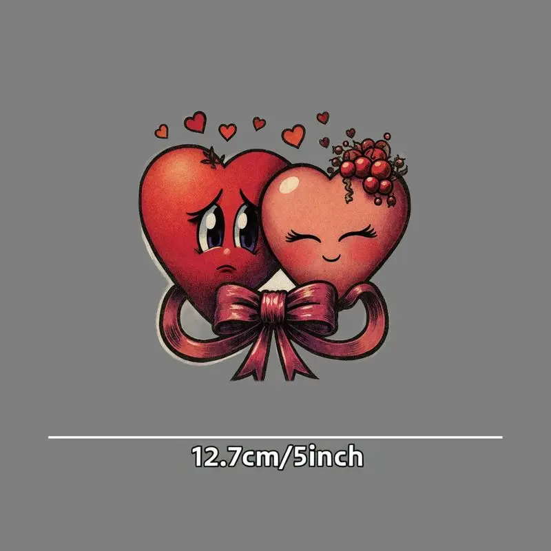 

1Pc 2D Flat Valentine's Cartoon Hearts Vinyl Sticker, Romantic Red Bow Design Waterproof Decal for Car Window & Body