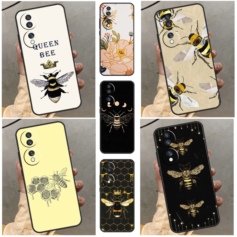 Bee Art Print cute cartoon floral Case For Huawei P30 Pro P50 P20 P40 Lite P Smart 2019 Nova 5T Honor 50 70 X7 X8 X9 Cover