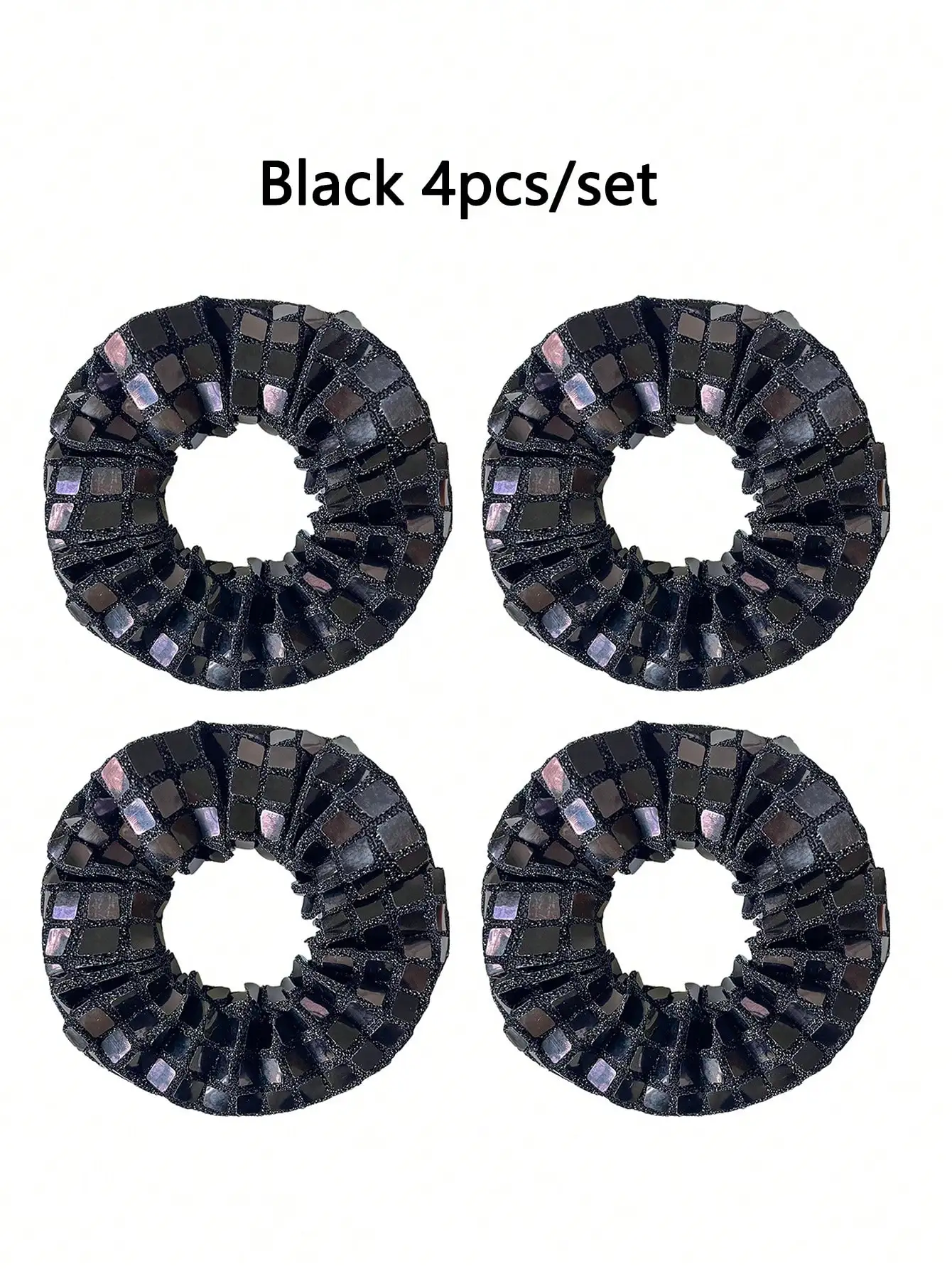 Black Disco Ball Sequin Hair Ties Set of 1-4-8 Vintage 70s 80s 90s Disco Party Bridal Shower Bachelor Party Birthday Wedding Gif view 5