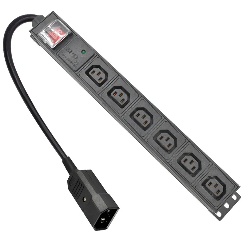 

PDU aluminium alloy Power Strip Network Rack6 Way C13 output socket With Lightning protection EU US UK C14 L6-30P PLUG