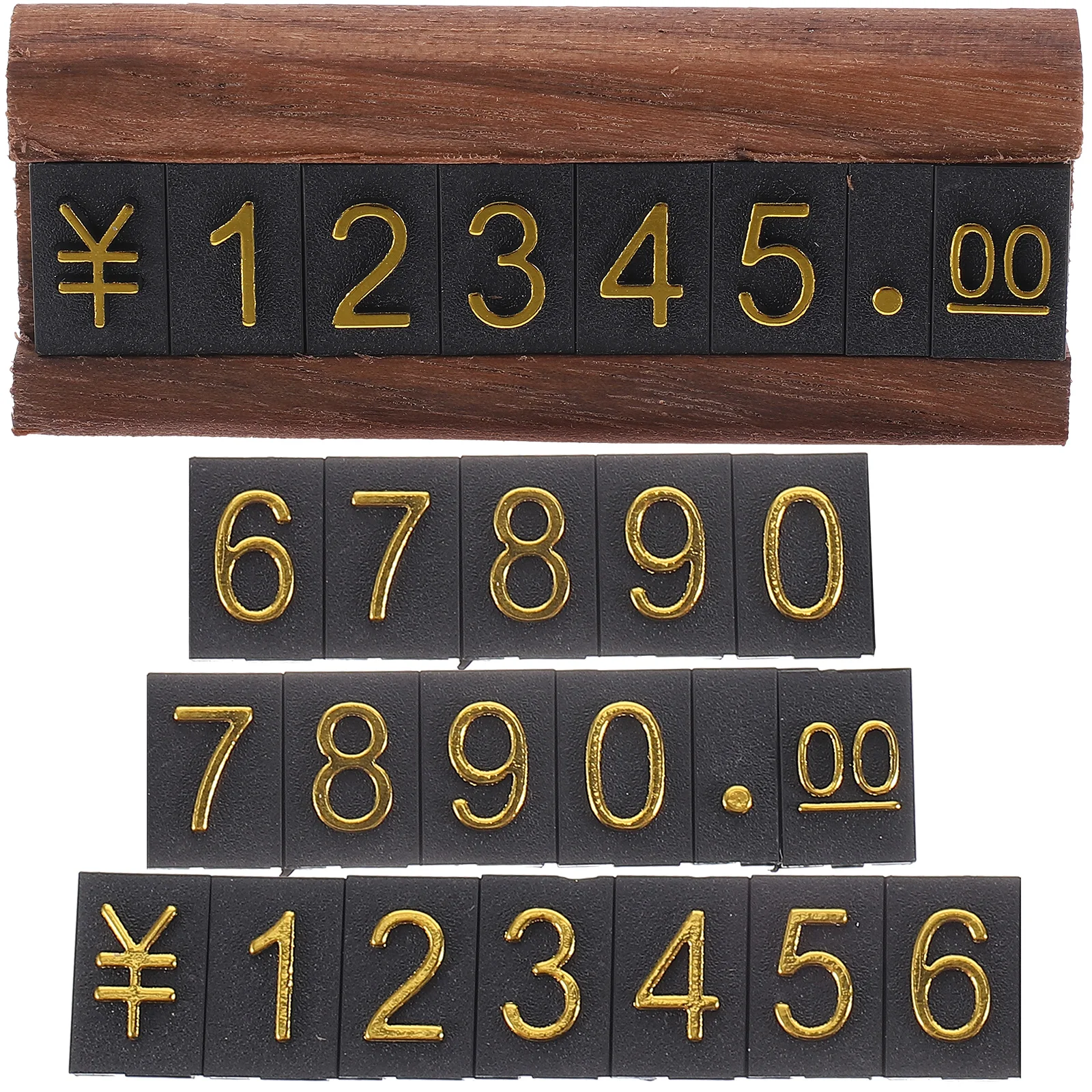 

1 set Wood Price Jewelry Shop with 2 Jewelry Price Tags Gold Strips Walnut Material Retail Pricing Tags Counter Display Cube