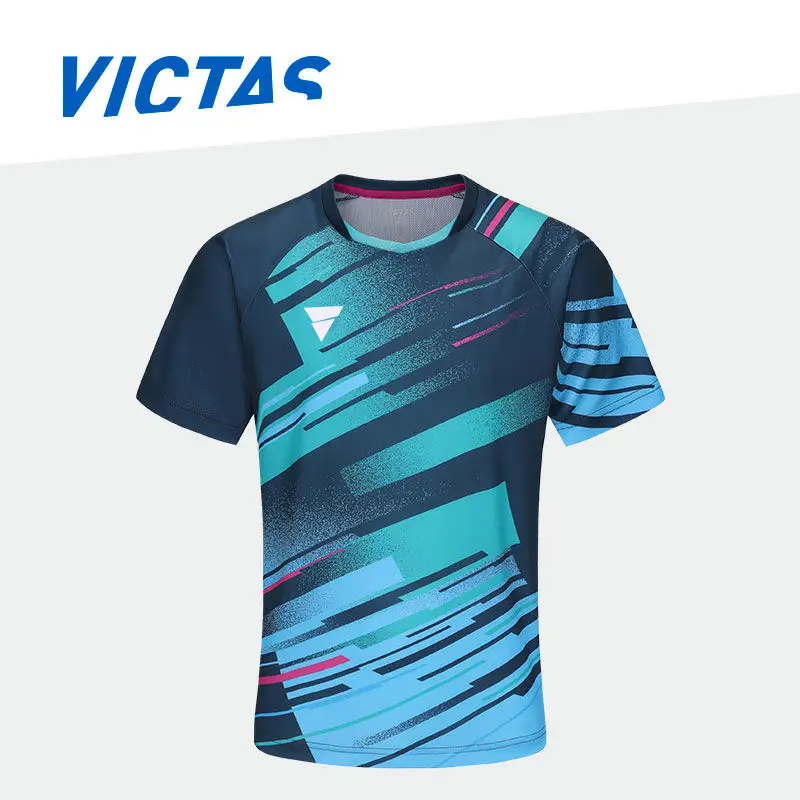 

Victas новая спортивная одежда для настольного тенниса с короткими рукавами, впитывающая пот и дышащая быстросохнущая футболка для одежды с мячом