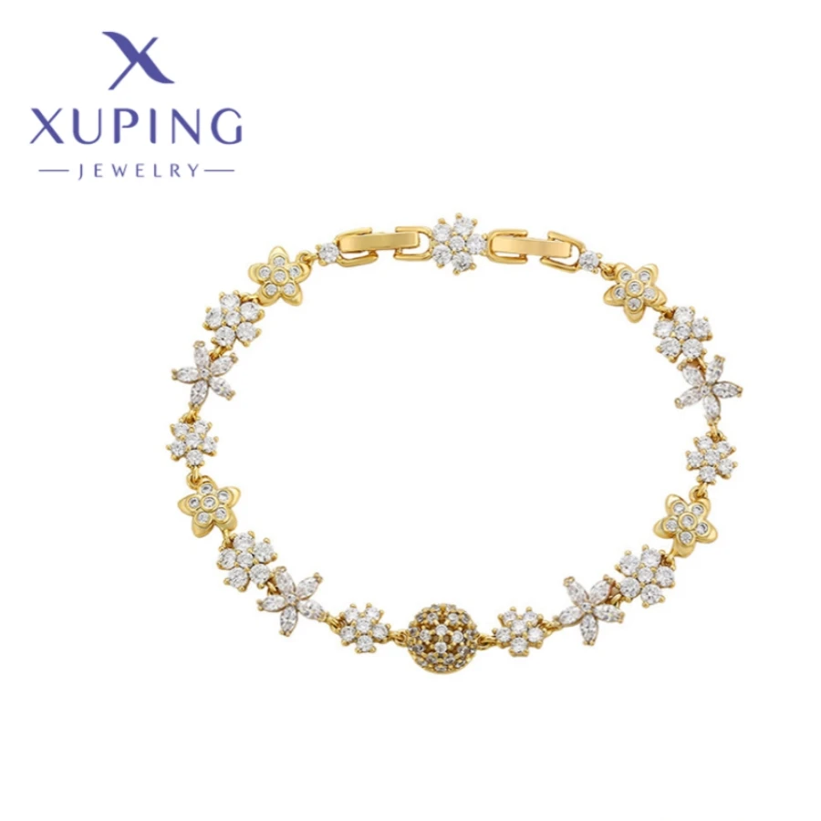 Xuping Jewelry New Trendy Exquisite Elegant Flower Shape Women's Bracelet Light Gold Color Birthday Christmas Gifts X000768231