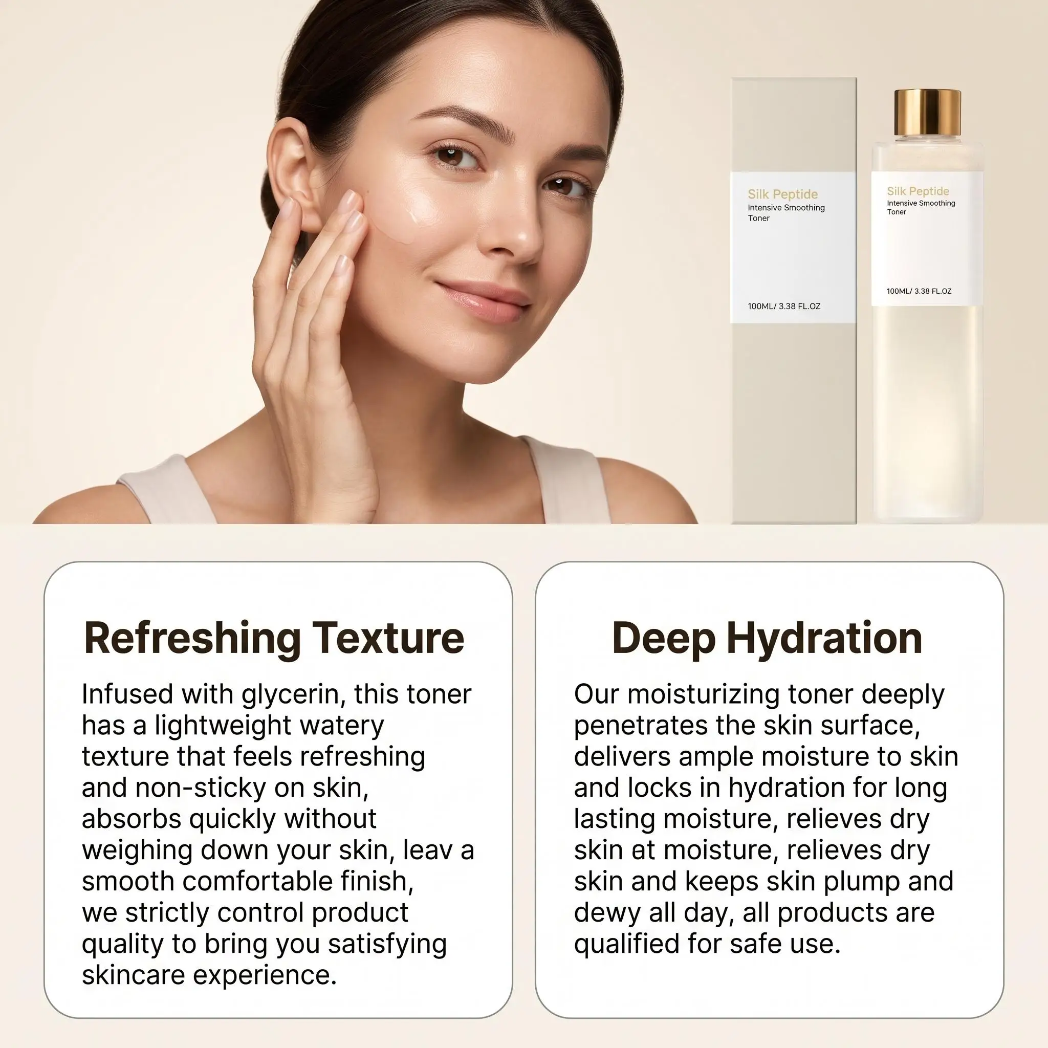 Silky Peptide Toner Intense Smoothing Hydrating Gentle Skin Conditioning Lasting Moisture Soft Texture Makeup Base Facial Toner