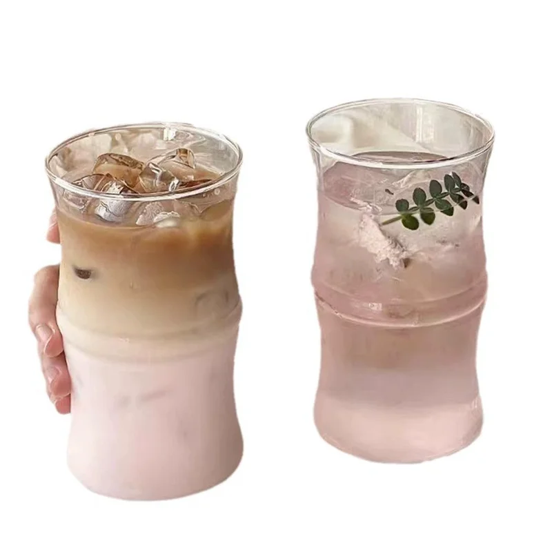 

415ml Ins Glass Cup Heat-resistant Tumbler Drinkware Transparent Tea Juice Milk Coffee Home Water Glasses Stripe Mug