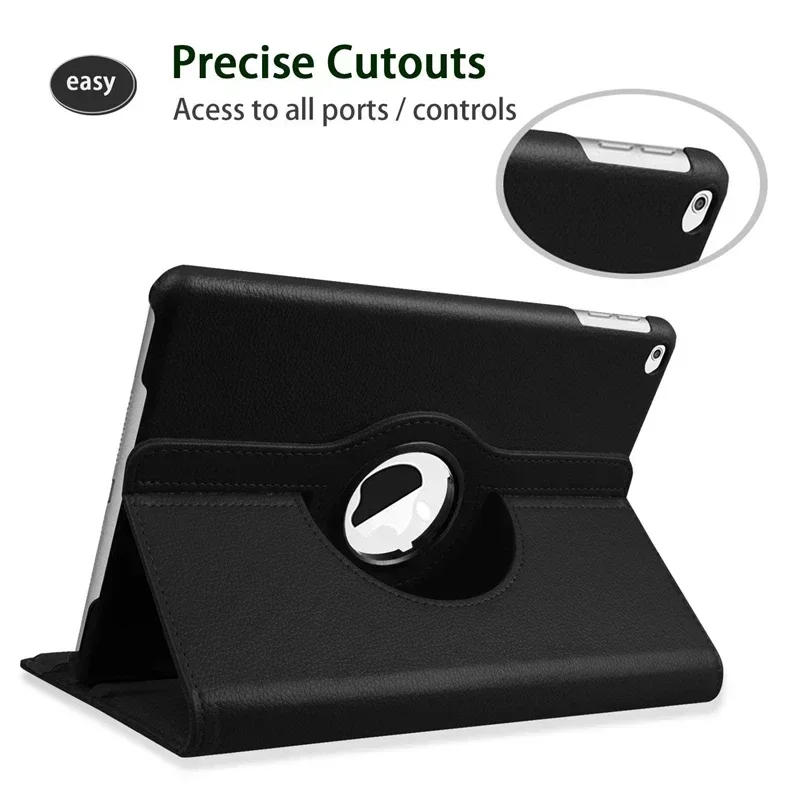 Para iPad Air 13 11 pulgadas M2 Pro 13 11 pulgadas M4 2024 Mini 7 6 Funda de cuero inteligente con 360 °   Carcasa con función de rotación y apagado del sueño