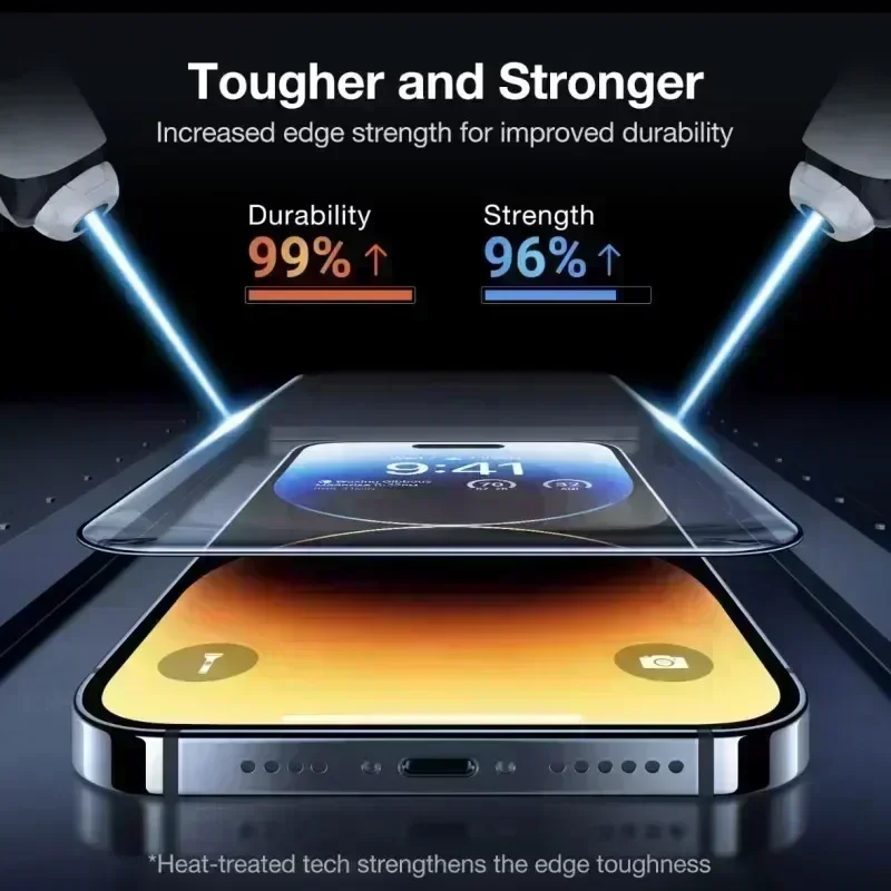 아이폰 15, 11, X, XR, XS 맥스, 6, 7, 8 플러스, 화면 보호대, 100D 풀 커버 보호 유리, 아이폰 13, 12 미니, 14 프로 유리, 2 개