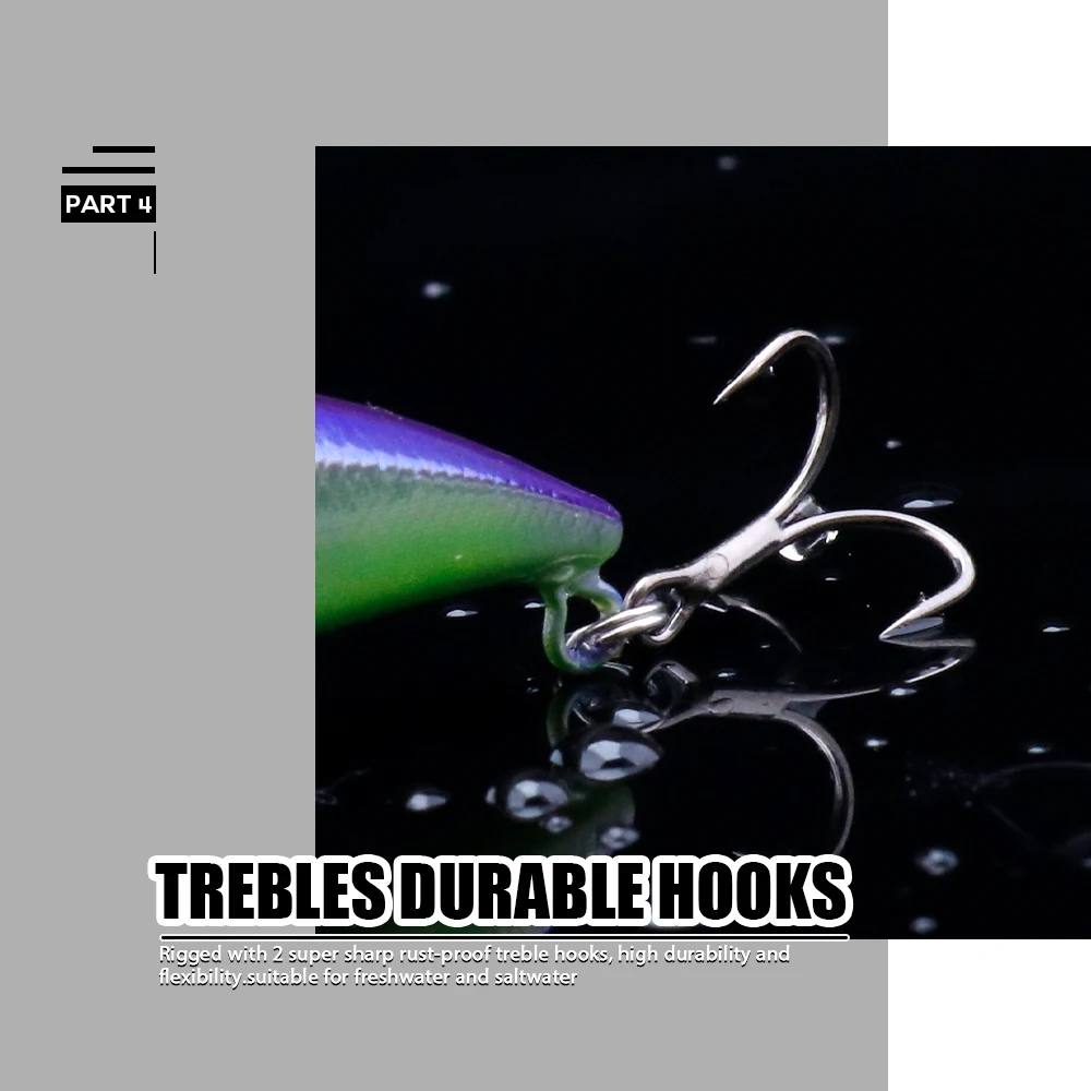 Agoie Bass Minnow Fishing Lures 78mm 5g Jerkbait Tonąca przynęta Twarde przynęty Crankbait na pstrąga sum Musky Bluegill Fishing Plug — zdjęcie 7