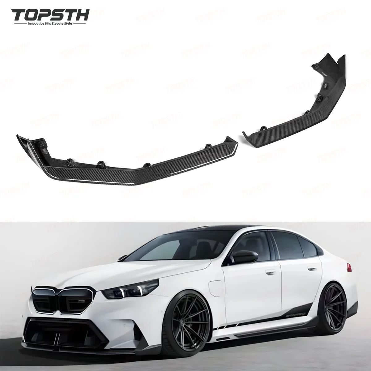 

2024-2025 for BMW G99 Front Lip Splitter Dry Carbon Fiber G90 M5 MP 2-Piece Enhanced Aerodynamics Upgrade for Lower Position