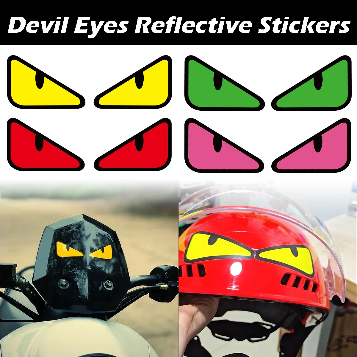 Devil Eyes Reflective Motorcycle Stickers Moto Head Helmet Body Windshield Vinyl Decals Accessories For Yamaha Kawasaki Voge BMW