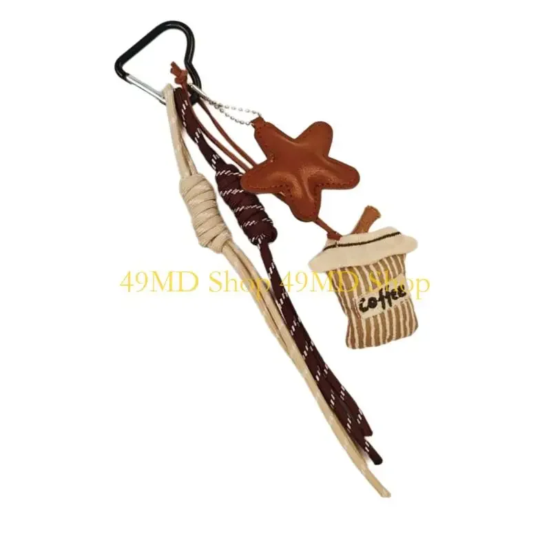49MD Functional Cartoon Coffee Cup Pendant Charm Fashion Bag Pendant for Backpacks Bags Keychains Portable Bag Charm
