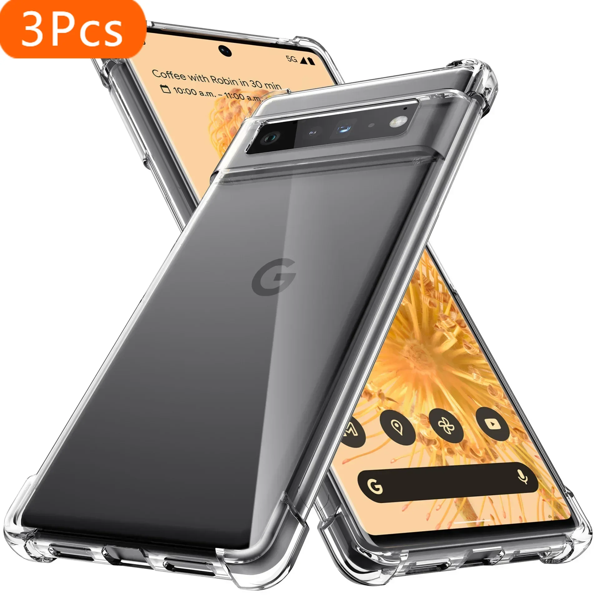 

3Pcs Air Bag Protection Soft Clear Case for Google Pixel 8A 7A 7 8 9 Pro XL 6A 5G Pixel7a Pixel7 Pixel6 Pixel8 Pixel6A TPU Phone