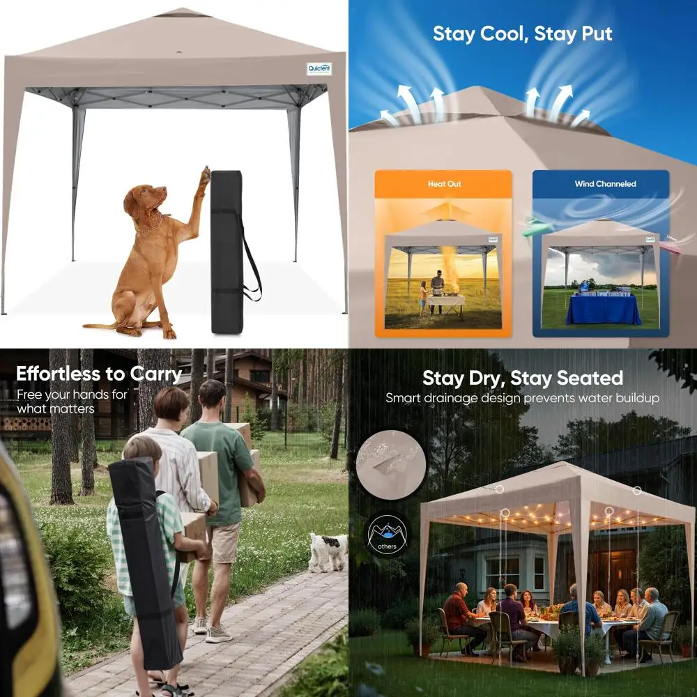 

Portable Instant Setup Pop Up Canopy Tent, 10x10 Waterproof UV Protection Gazebo, Ideal for Outdoor Activities, Compact and Ligh