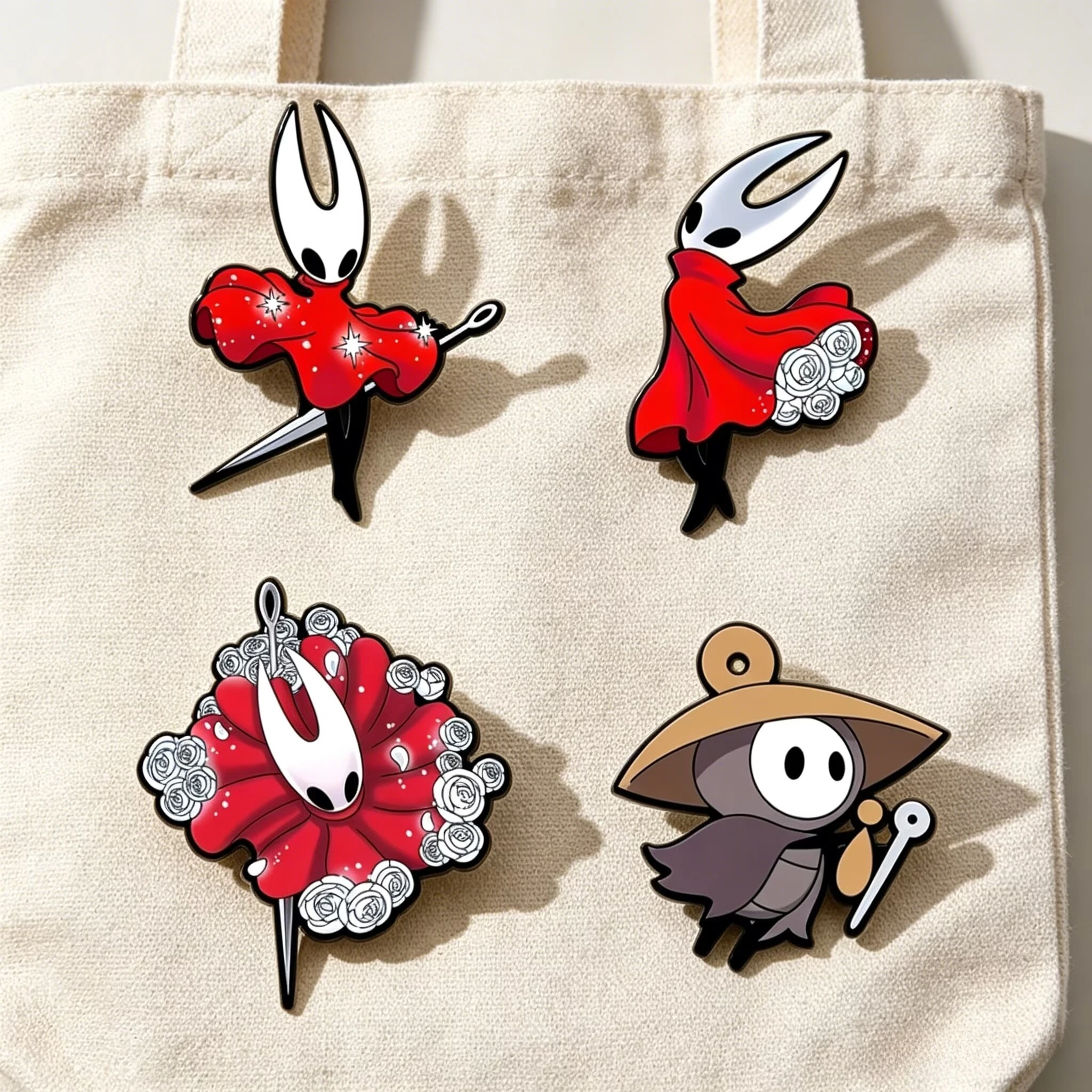 2026 New 4Pcs Hollow Knight Silksong Enamel Pin Set Cartoon Brooch Lapel Pins for Backpacks And Clothes Accessories Gift