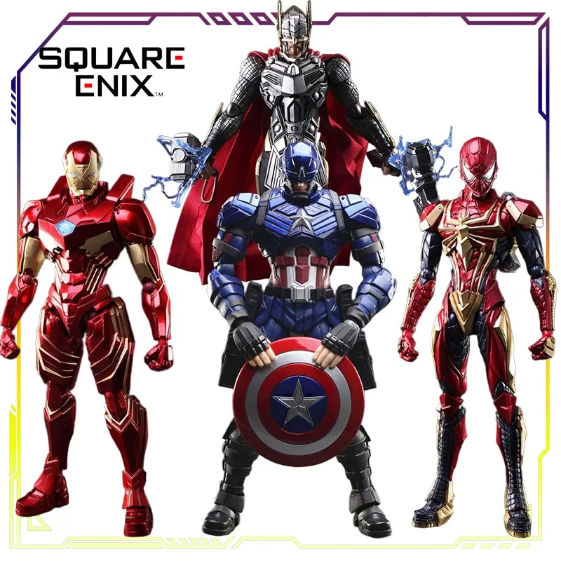 SQUAREENIX الأصلي جلب الفنون مارفل الكون سلسلة الرجل العنكبوت كابتن أمريكا أنيمي عمل نموذج لجسم اللعب الهدايا للأولاد