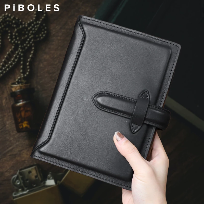 

Genuine Leather A6 Size Ring Planner Vintage Handmade Unisex Notebook With 6-hole Binder Sketchbook Notepad Wholesale