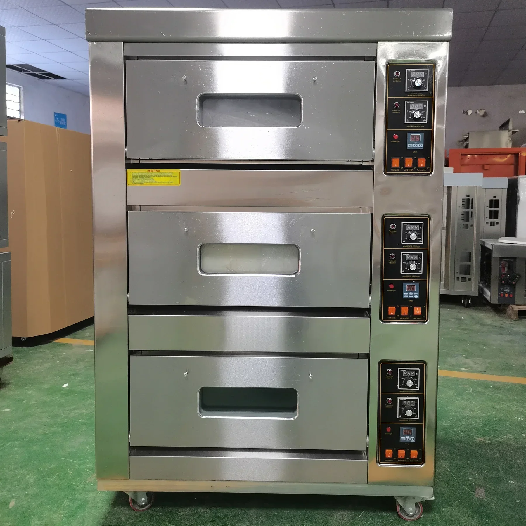 Commercial Industrial Bakery Electric and Gas Deck Pizza Bread 3 Deck 6 Trays Baking Oven