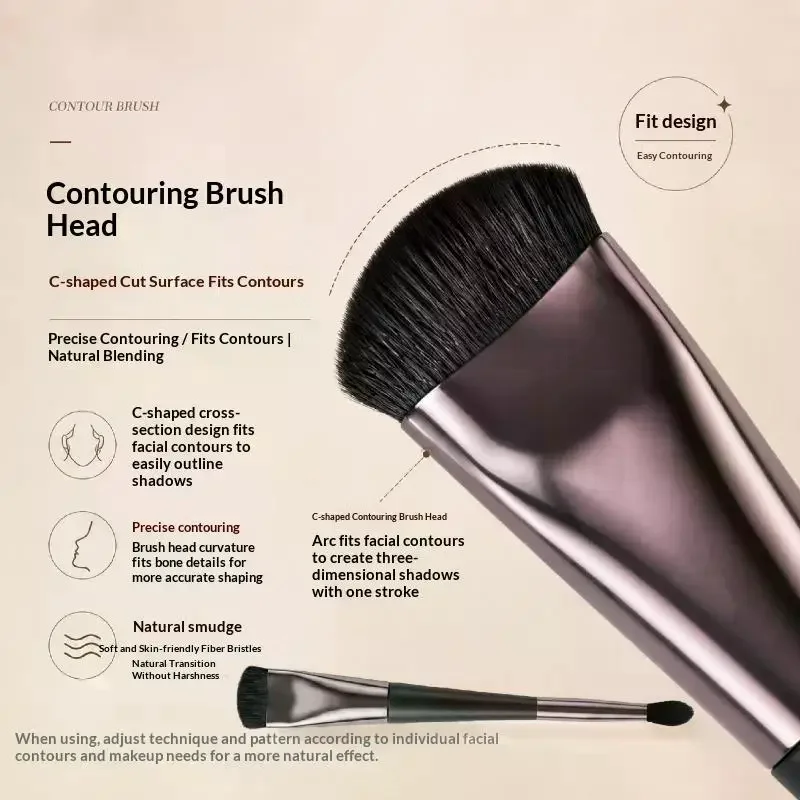 For Beginners Double Ended Makeup Brush 2-in-1 Highlight & Nose Contour Brush Portable Facial Sculpting Brush